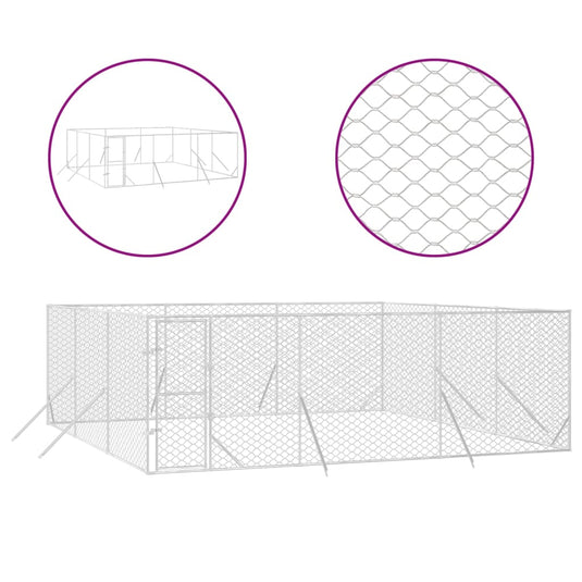 VidaXL Hondenkennel voor buiten 6x6x2 m gegalvaniseerd staal zilver