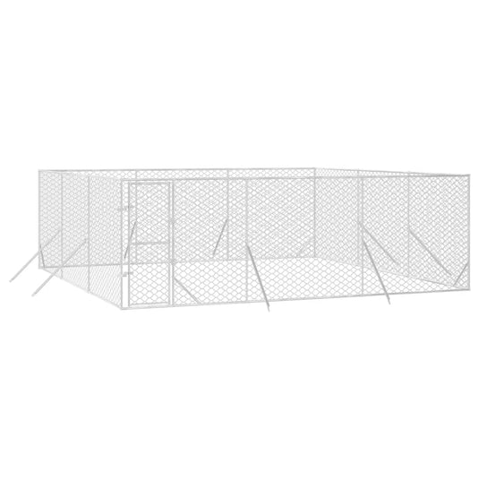 VidaXL Hondenkennel voor buiten 6x6x2 m gegalvaniseerd staal zilver