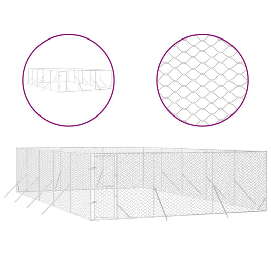 VidaXL Hondenkennel voor buiten 6x10x2 m gegalvaniseerd staal zilver