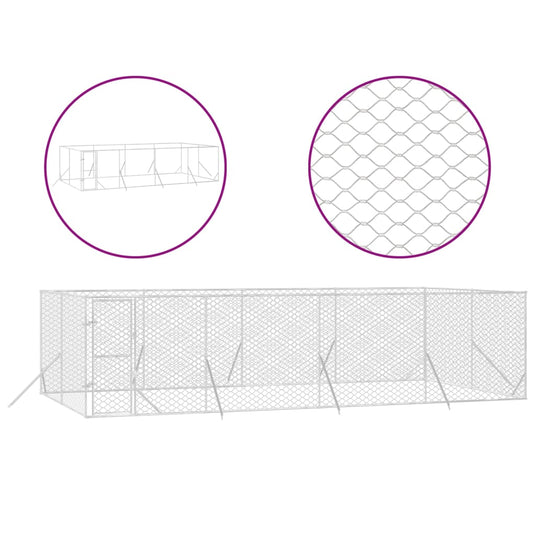VidaXL Hondenkennel voor buiten 8x4x2 m gegalvaniseerd staal zilver
