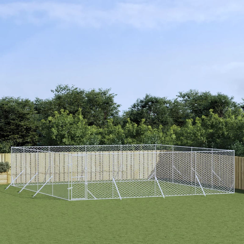 Load image into Gallery viewer, VidaXL Hondenkennel voor buiten 8x8x2 m gegalvaniseerd staal zilver
