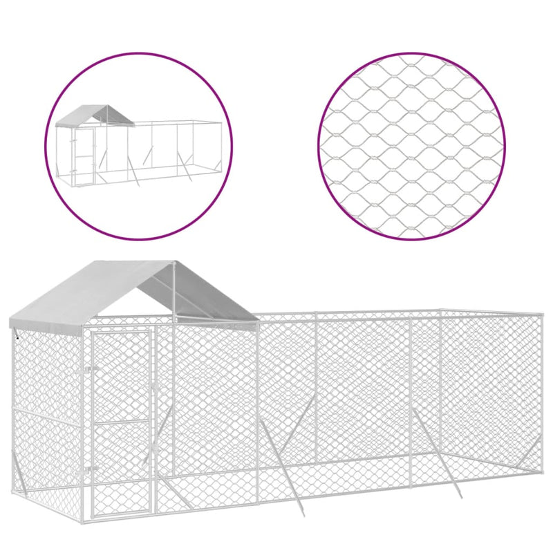 Load image into Gallery viewer, VidaXL Hondenkennel met dak 6x2x2,5 m gegalvaniseerd staal zilverkleur
