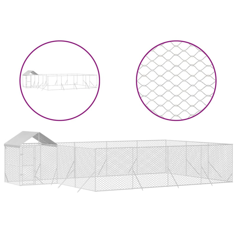 Load image into Gallery viewer, VidaXL Hondenkennel met dak 10x6x2,5 m gegalvaniseerd staal zilver
