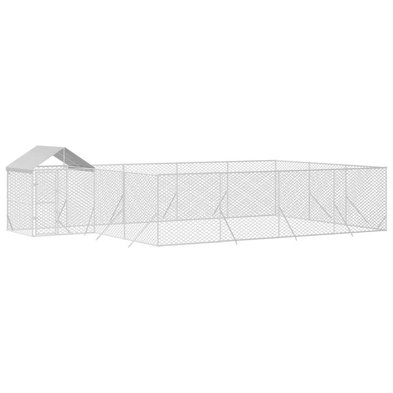 Load image into Gallery viewer, VidaXL Hondenkennel met dak 10x6x2,5 m gegalvaniseerd staal zilver
