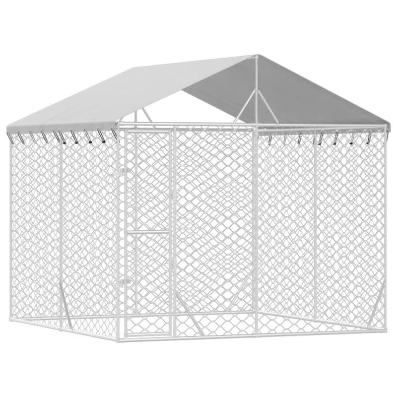 Load image into Gallery viewer, VidaXL Hondenkennel met dak 3x3x2,5 m gegalvaniseerd staal zilverkleur
