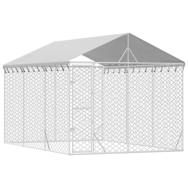 Load image into Gallery viewer, VidaXL Hondenkennel met dak 3x4,5x2,5 m gegalvaniseerd staal zilver
