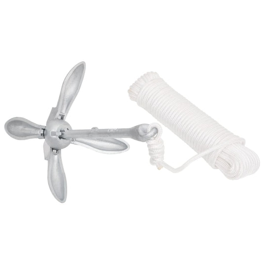 Vidaxl anker met touw inklapbaar 3,2 kg smeedijzer zilverkleurig