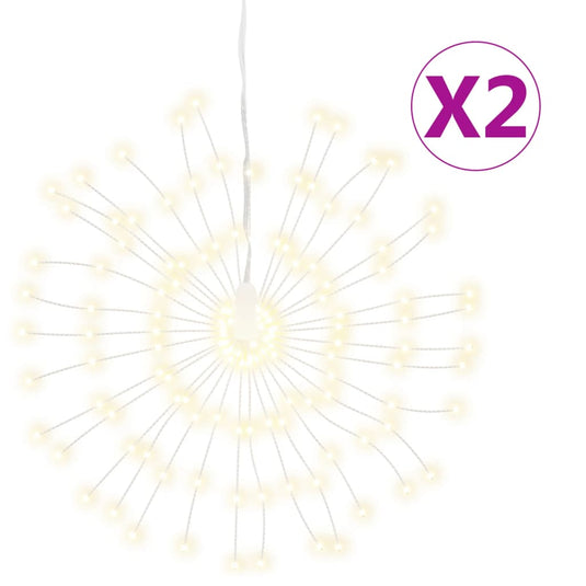 VidaXL Kerstverlichting vuurwerk 2 st 140 warmwitte LED's 17 cm