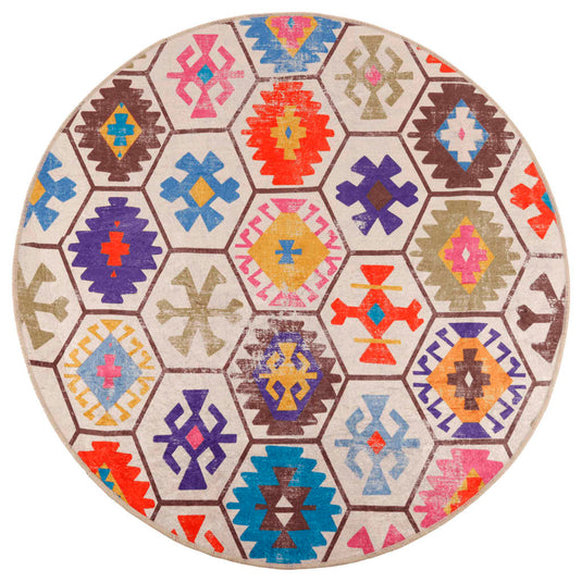 Vidaxl vloerkleed wasbaar anti-slip ø 120 cm meerkleurig