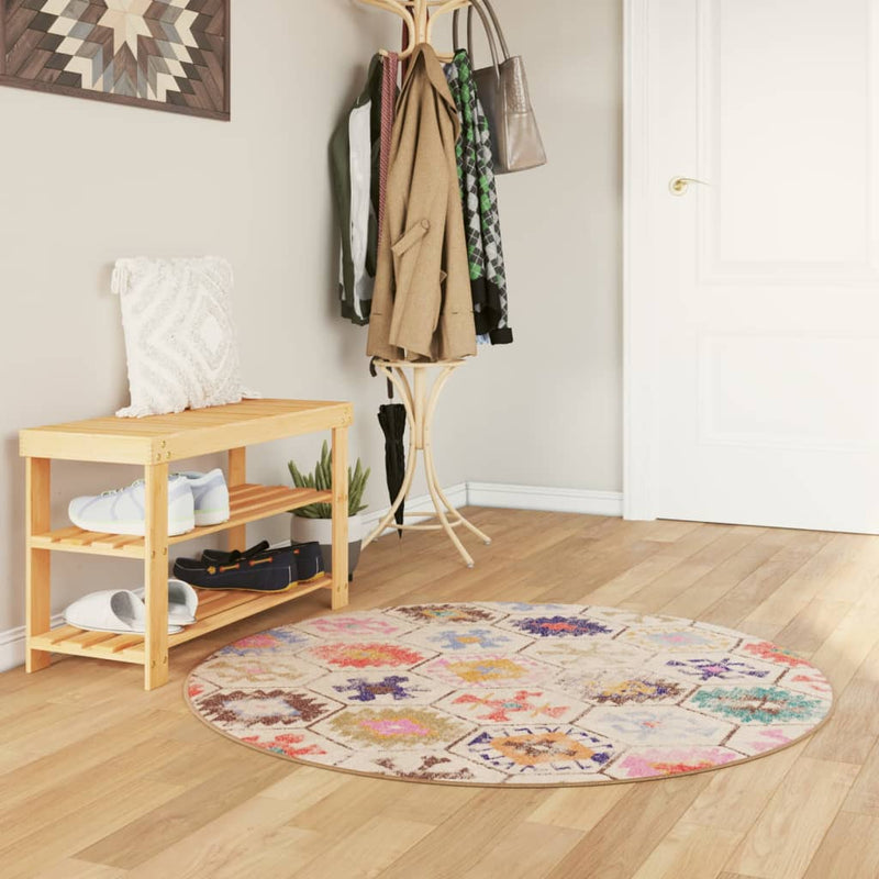 Afbeelding laden in galerijviewer, Vidaxl vloerkleed wasbaar anti-slip ø 120 cm meerkleurig
