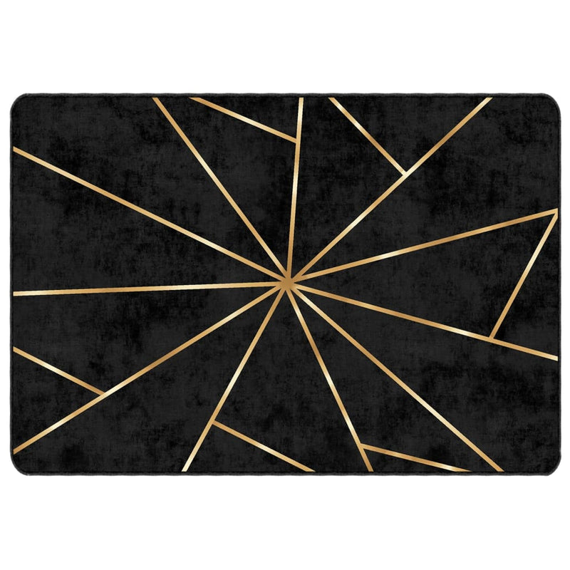 Load image into Gallery viewer, Vidaxl vloerkleed wasbaar anti-slip 120x180 cm zwart en goudkleurig
