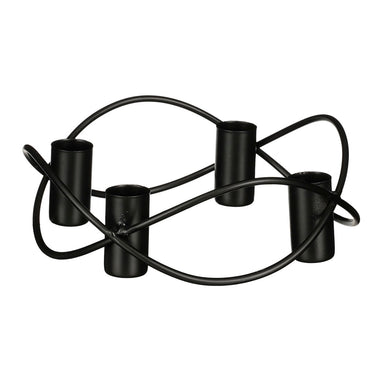 Overige merken metalen kandelaar voor 4 kaarsen 5.5x17 cm zwart