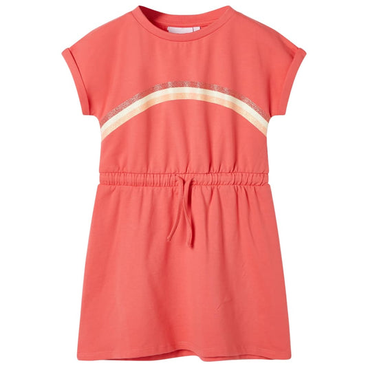 VidaXL Kinderjurk met trekkoord 92 koraalkleurig