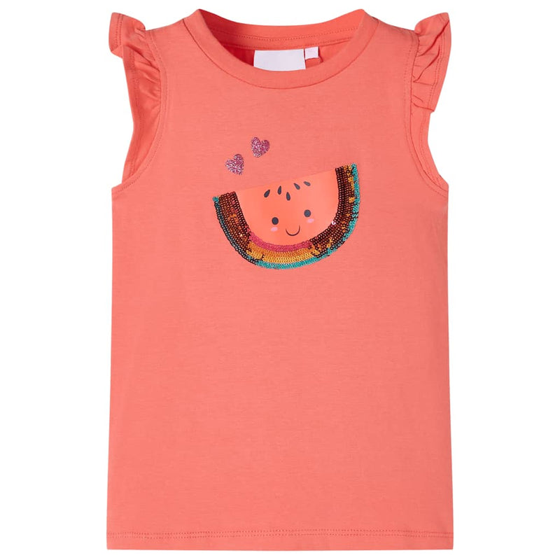 Load image into Gallery viewer, Vidaxl kindershirt met ruches aan de mouwen 140 koraalkleurig
