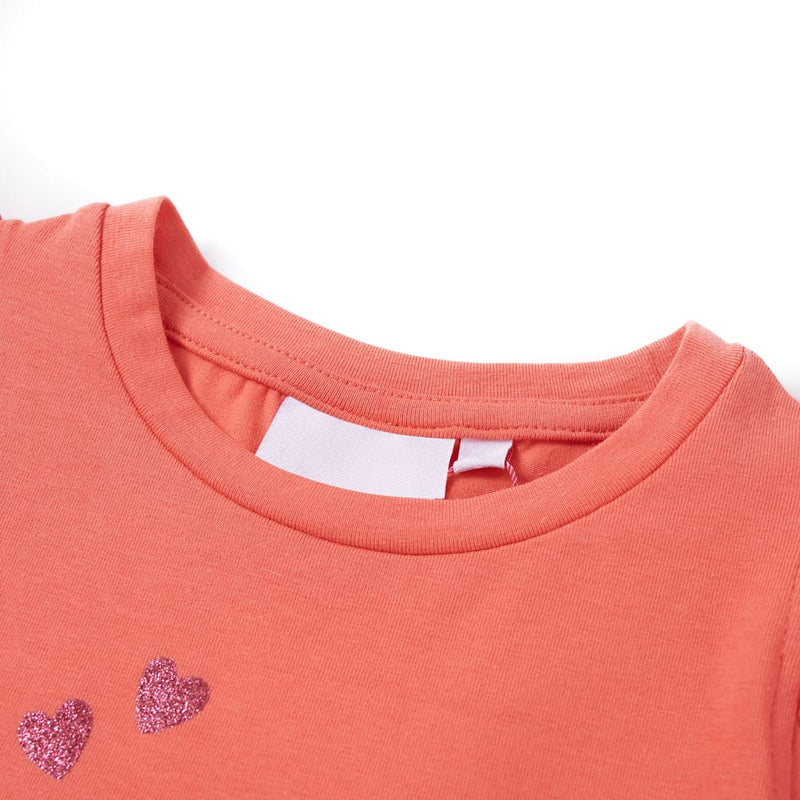 Load image into Gallery viewer, Vidaxl kindershirt met ruches aan de mouwen 140 koraalkleurig
