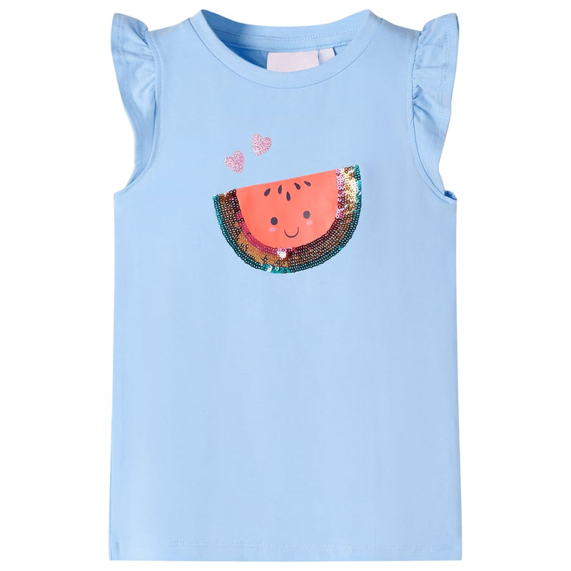 Load image into Gallery viewer, VidaXL Kindershirt met ruches aan de mouwen 104 lichtblauw
