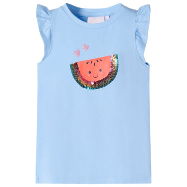Vidaxl kindershirt met ruches aan de mouwen 140 lichtblauw