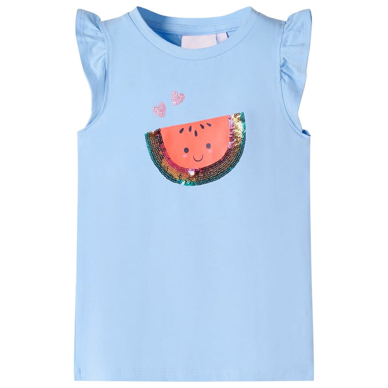 Load image into Gallery viewer, VidaXL Kindershirt met ruches aan de mouwen 140 lichtblauw
