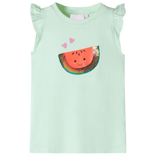 Vidaxl kindershirt met ruches aan de mouwen 92 zachtgroen
