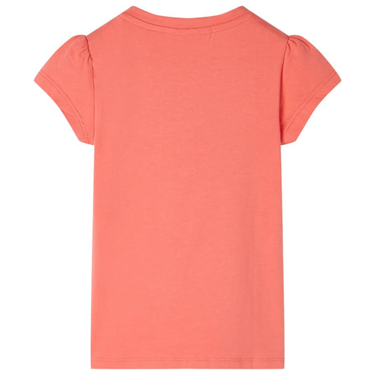 VidaXL Kindershirt met kapmouwen 128 koraalkleurig