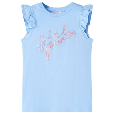 Vidaxl kindershirt met ruches aan de mouwen 104 lichtblauw