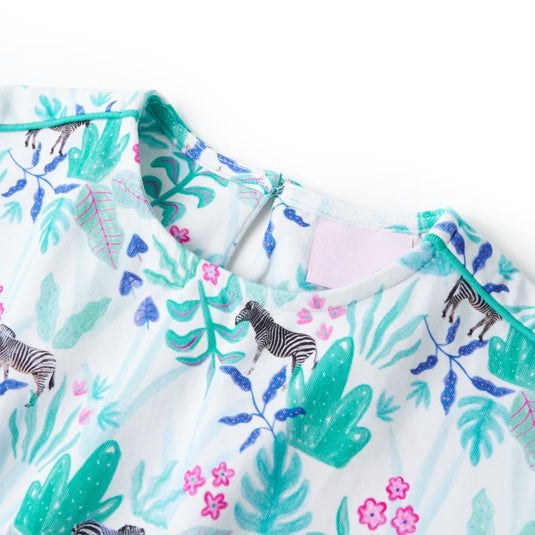 Vidaxl kinderjurk 116 ecru en donkermintkleurig