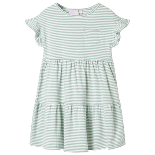 Vidaxl kinderjurk met ruches aan de mouwen 128 mintkleurig