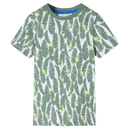 VidaXL Kindershirt 116 ecru en donkerklimopgroen