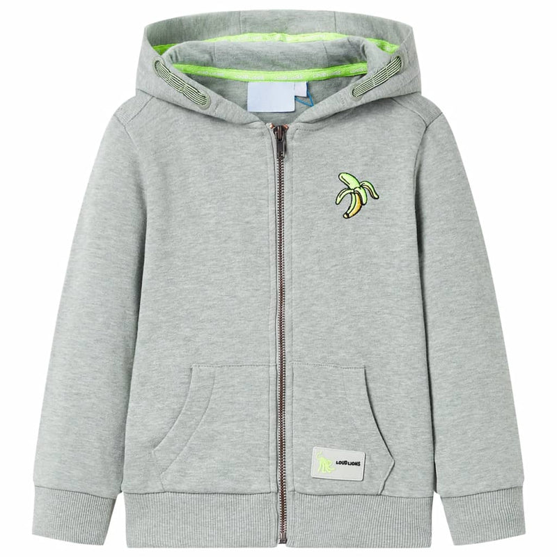 Load image into Gallery viewer, VidaXL Kindervest met capuchon en rits 128 gemêleerd lichtkaki

