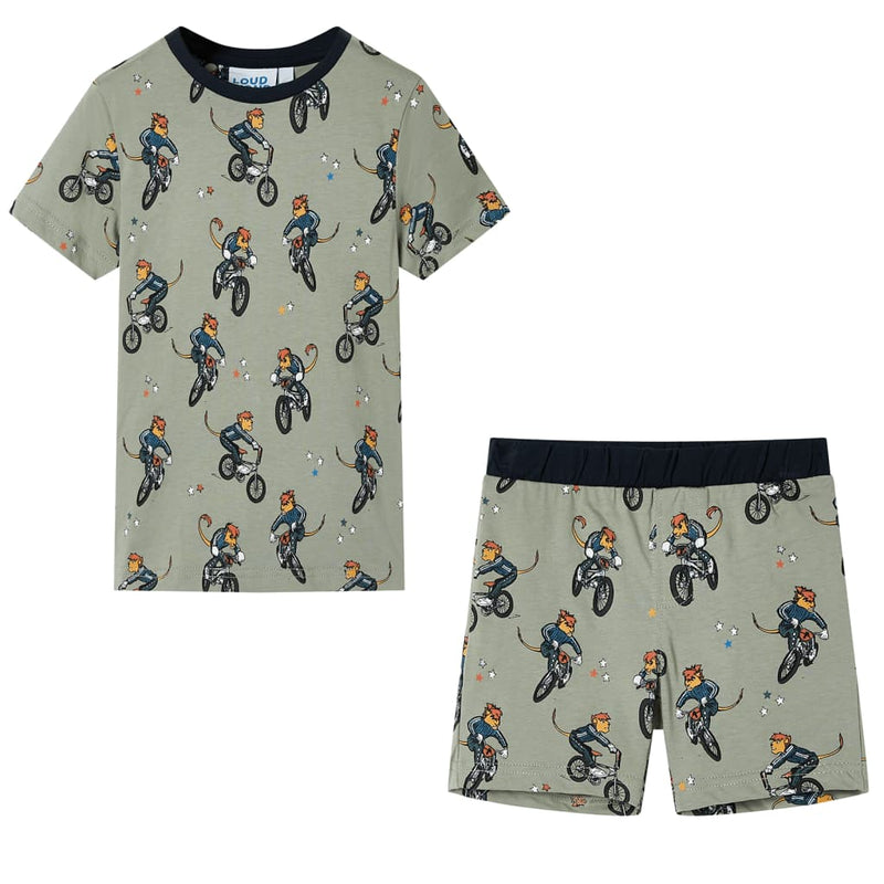 Load image into Gallery viewer, Vidaxl kinderpyjama met korte mouwen 104 lichtkaki
