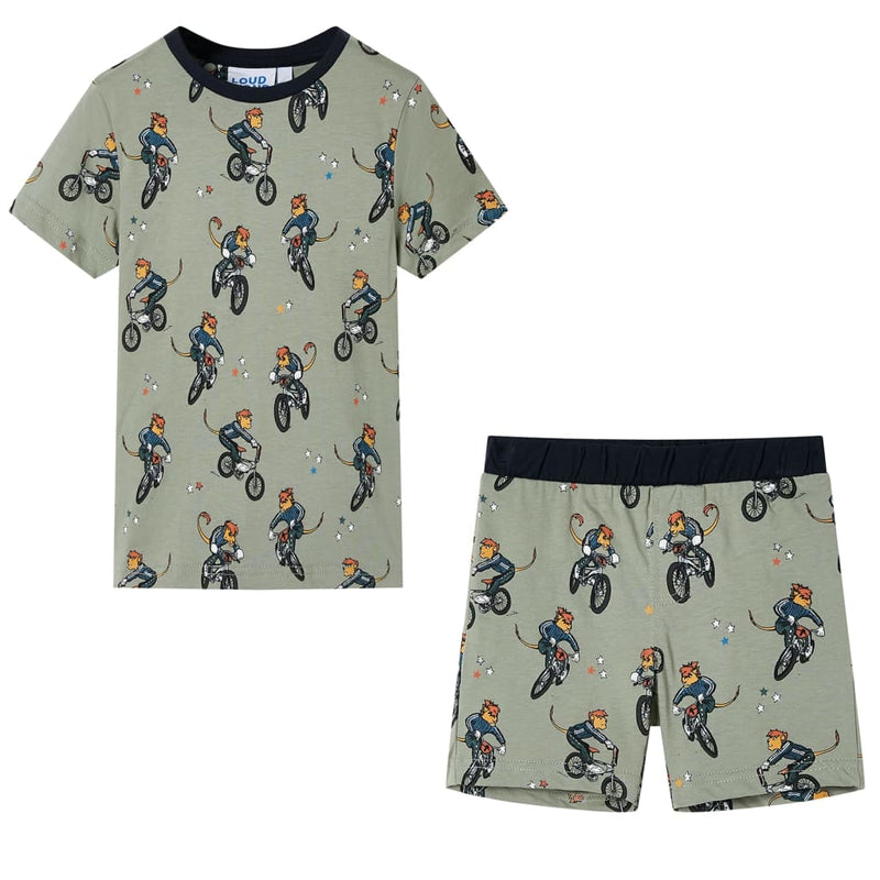 Load image into Gallery viewer, Vidaxl kinderpyjama met korte mouwen 128 lichtkaki
