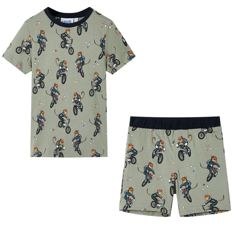 Load image into Gallery viewer, Vidaxl kinderpyjama met korte mouwen 140 lichtkaki
