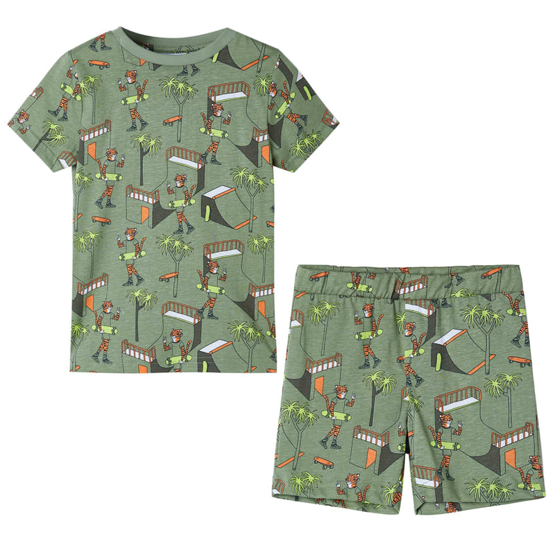 Load image into Gallery viewer, Vidaxl kinderpyjama met korte mouwen 128 lichtkakikleurig
