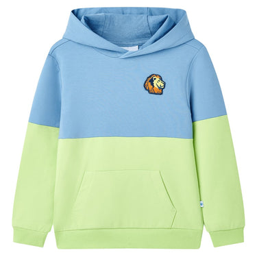 Vidaxl kindertrui met capuchon 104 blauw en zachtgeel