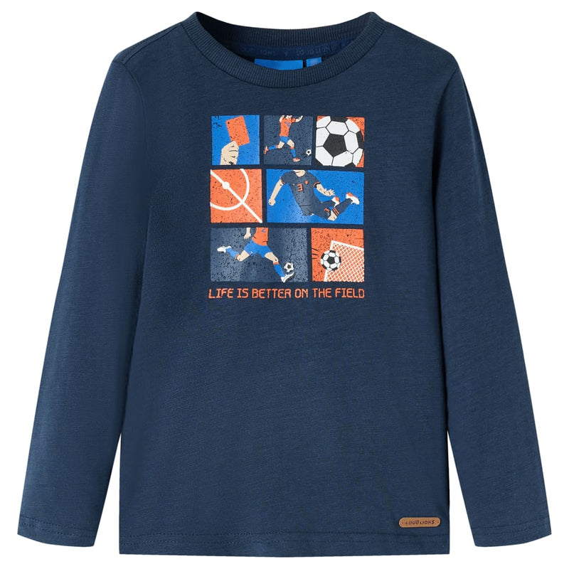 Load image into Gallery viewer, Vidaxl kindershirt met lange mouwen 116 gemêleerd marineblauw
