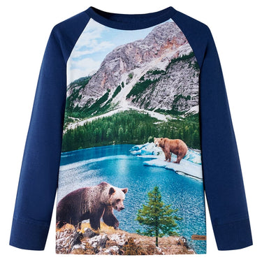 Vidaxl kindershirt met lange mouwen 128 marineblauw