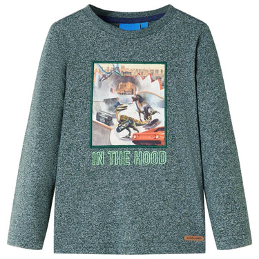 Vidaxl kindershirt met lange mouwen 116 gemêleerd donkergroen