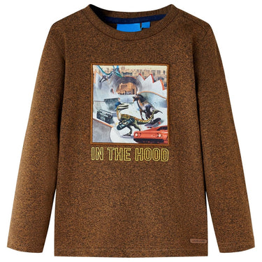 Vidaxl kindershirt met lange mouwen 104 gemêleerd cognackleur