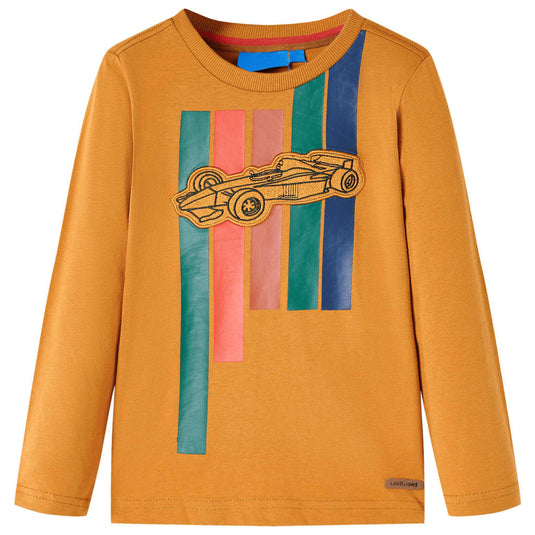 Vidaxl kindershirt met lange mouwen 116 donkerokerkleurig