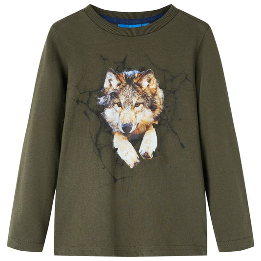 VidaXL Kindershirt met lange mouwen 116 kakikleurig