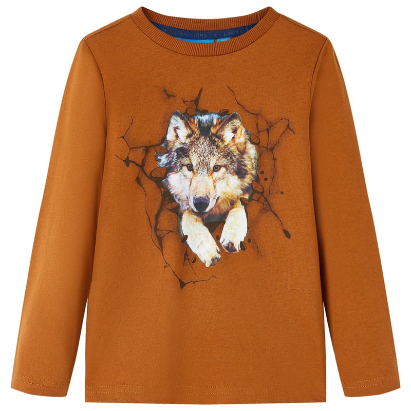 Load image into Gallery viewer, VidaXL Kindershirt met lange mouwen 116 cognackleurig
