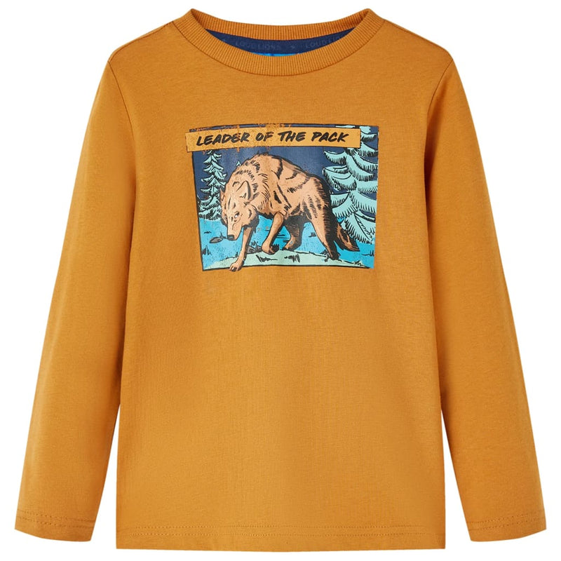 Load image into Gallery viewer, Vidaxl kindershirt met lange mouwen 128 donkerokerkleurig
