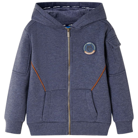 Vidaxl kindervest met capuchon en rits 92 gemêleerd donkerblauw