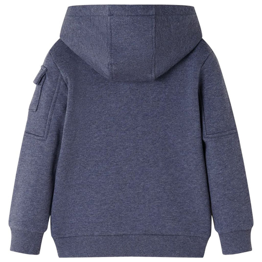 Vidaxl kindervest met capuchon en rits 116 gemêleerd donkerblauw