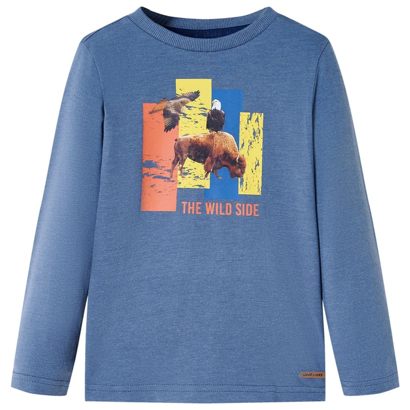 Load image into Gallery viewer, VidaXL Kindershirt met lange mouwen 140 gemêleerd blauw
