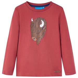 Vidaxl kindershirt met lange mouwen 116 roodbruin
