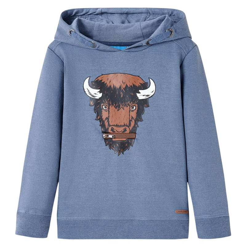 Load image into Gallery viewer, Vidaxl kindertrui met capuchon 128 gemêleerd blauw
