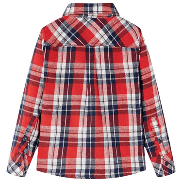 Vidaxl kinderoverhemd geruit 104 rood en marineblauw