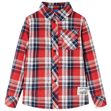 Vidaxl kinderoverhemd geruit 116 rood en marineblauw