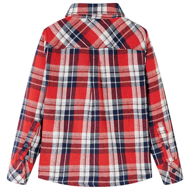 Vidaxl kinderoverhemd geruit 116 rood en marineblauw